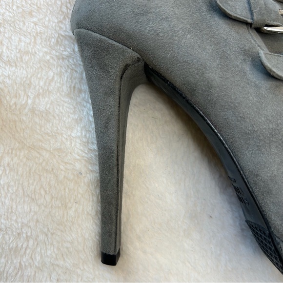 Stuart Weitzman Gray Suede Military Style Boots - Picture 7 of 13